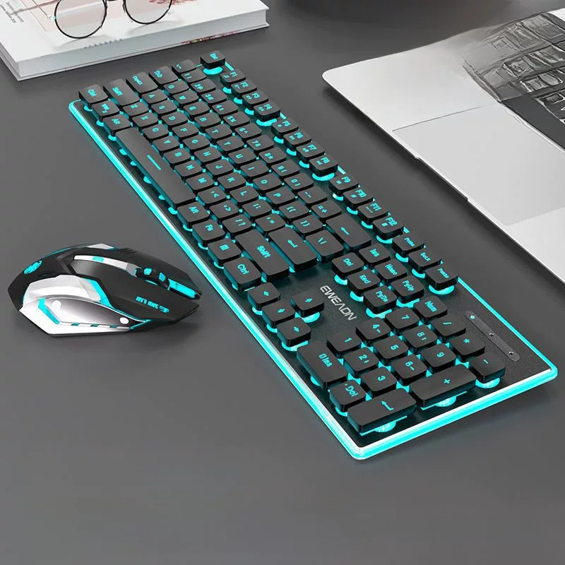Mute wireless keyboard, mouse, mechanical set, gaming laptop for office, bluetooth