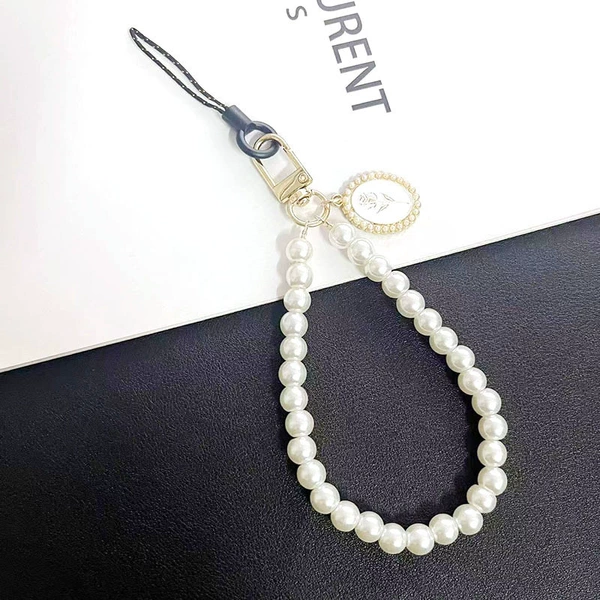 White rose [glass beads + small black rope]