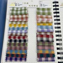 春夏色织新品韩风肌理高品质格子条纹男女童装衬衫连衣裙吊带鞋材