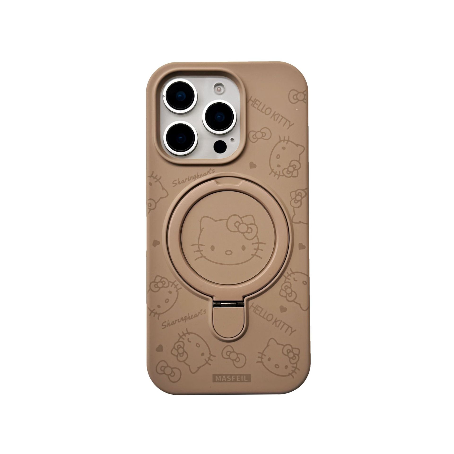 Aplicable a Apple iPhone16ProMax caja de teléfono móvil de gato de gatito líquido 15P soporte magnético cubierta protectora de agujero grande