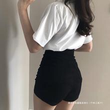 适合胯大 腿粗大码黑色牛仔短裤女 24年弹力高腰裤子胖mm包臀热裤