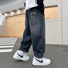男童加绒裤子一体绒牛仔裤中大童秋冬季加厚儿童棉裤保暖裤潮童装