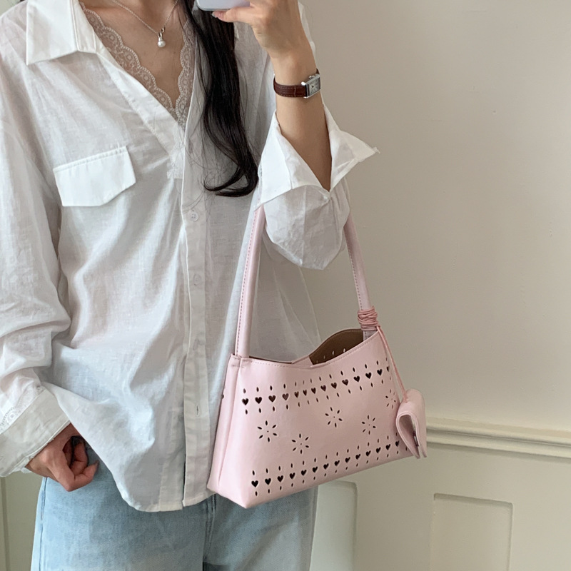 2026 New Fashion Woven Hollow-Out Bucket Bag for Women, Large Capacity Shoulder Bag, Handbag, Underarm Dumpling Bag, Mother-Daughter Bag