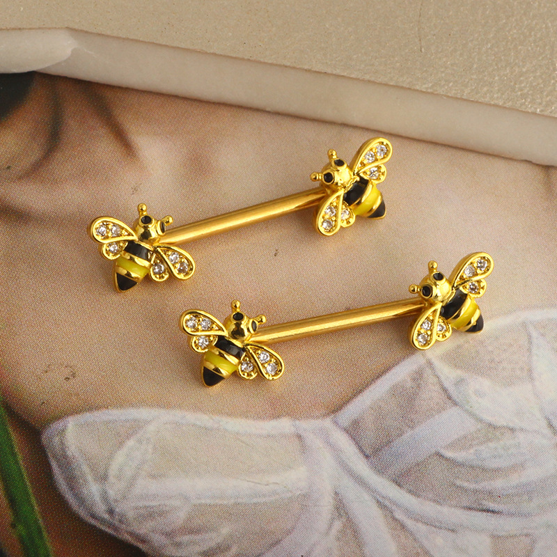 Bee Nipple Nail Ring Stainless Steel Nipple Ring Piercing Jewelry Chest Ornament detail image 8