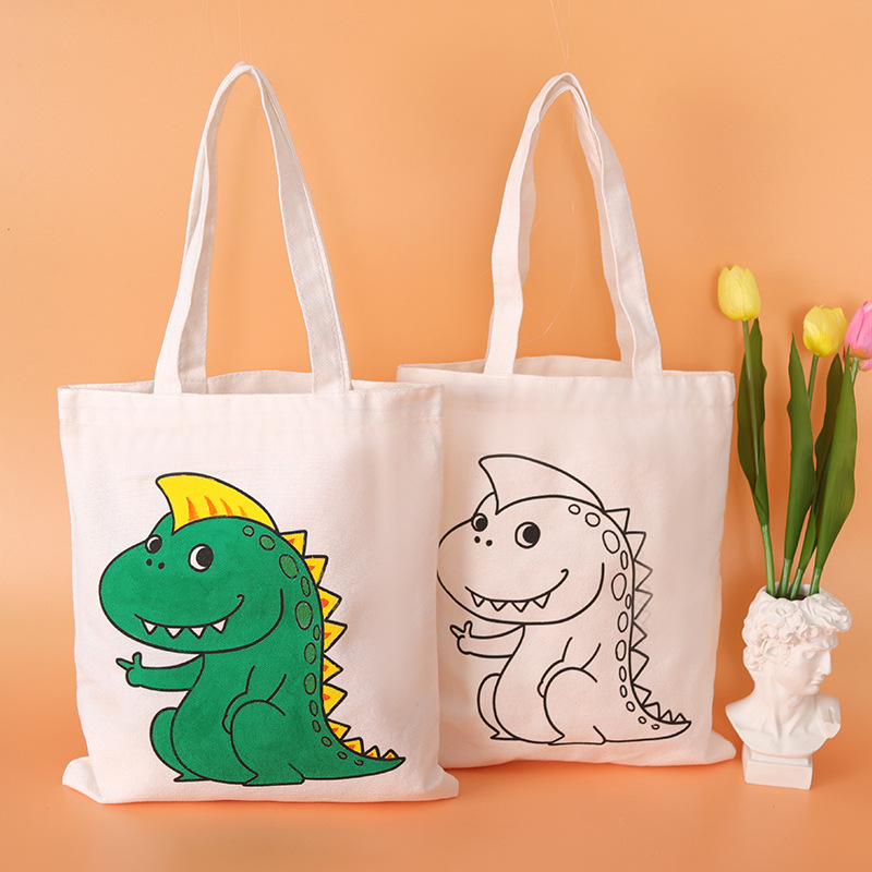 现货手提帆布袋创意卡通人物帆布手提袋彩印无底无侧手提帆布袋