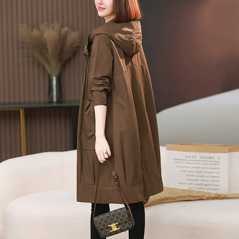 This Year's Popular Windbreaker Women's Mid-Length Spring and Autumn New Fashion European Hot Style Small Jacket Early Spring