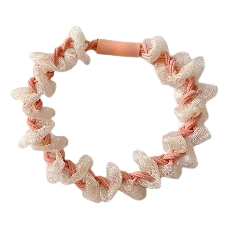 Cuerda de pelo de malla simple encaje banda de goma elástica alta anillo de pelo de lazo femenino cuerda de pelo lateral de estilo japonés no daña el cabello resistente al desgaste