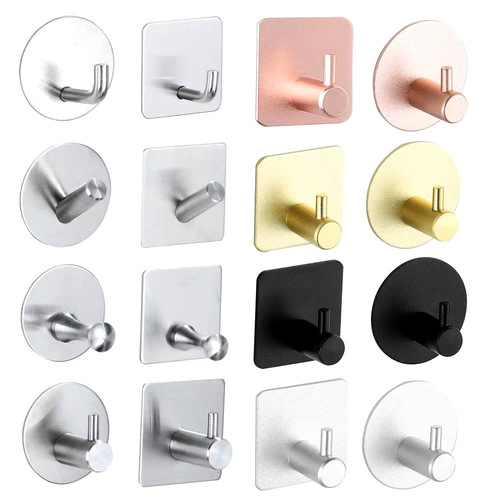 Stainless steel hooks, no punching, wall hanging, traceless, strong adhesive hooks, wall racks, clothes hooks behind bathroom doors, storage hooks