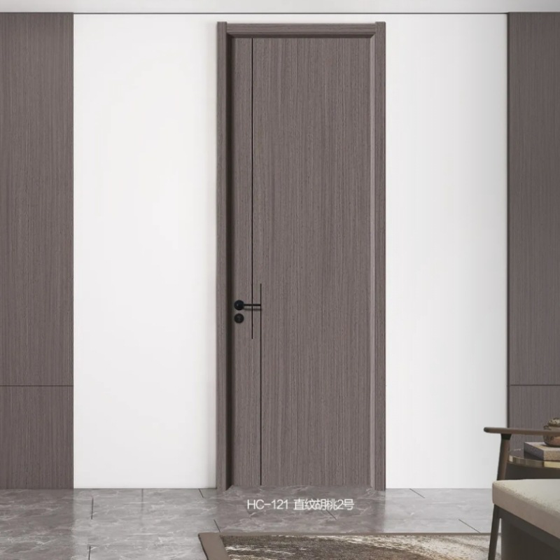 Puerta del dormitorio sin pintura puerta interior plana mínima puerta de aislamiento acústico a prueba de humedad puerta de habitación de apartamento compuestos de cristal de carbono puerta de madera sólida
