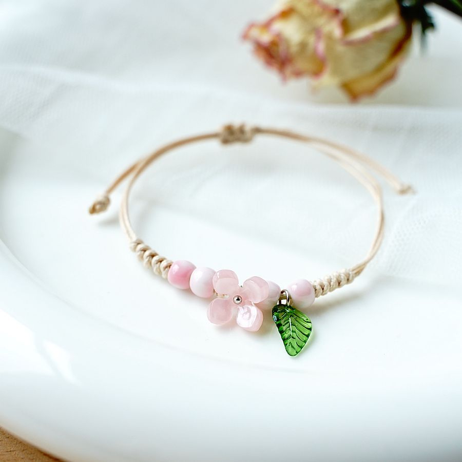 La nueva pulsera dulce osmanthus más vendida de la temporada, diseño de nicho para niñas, pulsera de hadas Mori, punto de marea femenino 159B, rosa