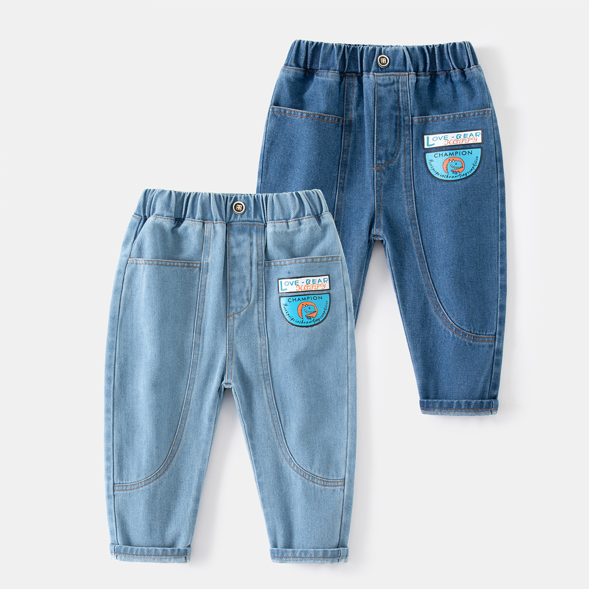 Crooked denim jeans for boys for leisure