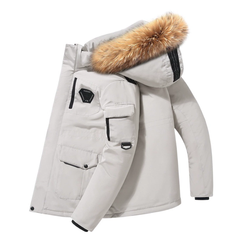 [Внешняя торговля трансграничная] Пуховик мужской короткий мужской средней длины зимняя уличная куртка с утолщенным меховым воротником японский и корейский