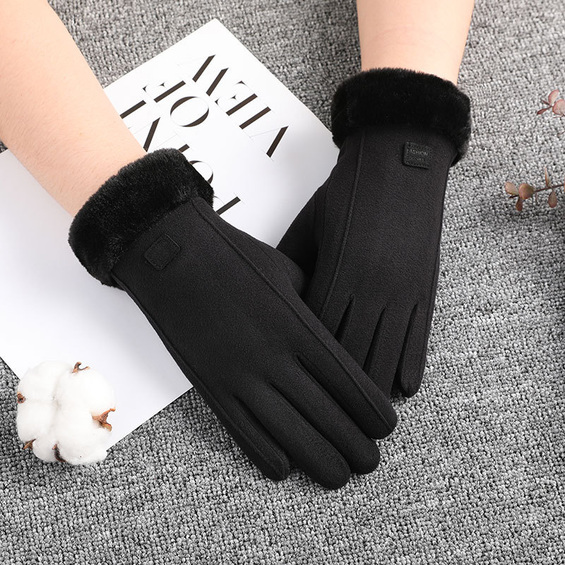 Zhao Dengsheng invierno guantes calientes pantalla táctil de las mujeres forrada de lana engrosada ciclismo al aire libre antideslizante guantes de montar de terciopelo al por mayor
