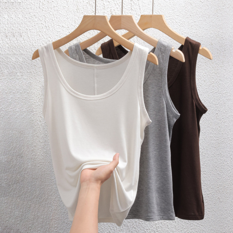 Solid Color Tencel Wool Camisole Women's Round Neck Lyocell Slim Fit Inner Layering Shirt Summer and Spring New Women's Clothing Solid Color Tencel Wool Camisole Women's Round Neck Lyocell Slim Fit Inner Layering Shirt Summer and Spring New Women's Clothing