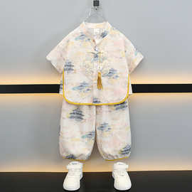 男童汉服夏季套装2025新款儿童新中式国风两件套小男孩薄款夏装潮