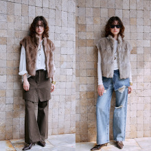 北美青根貂立领水貂马甲冬季新款背心无袖貂毛外套貂皮皮草女