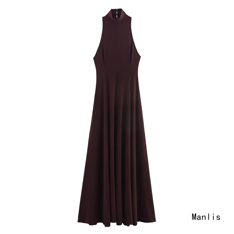 Cross-Border European and American Style 2025 New Fashion Elegant Amazon Women's Wholesale Backless Long Dress K4-23390