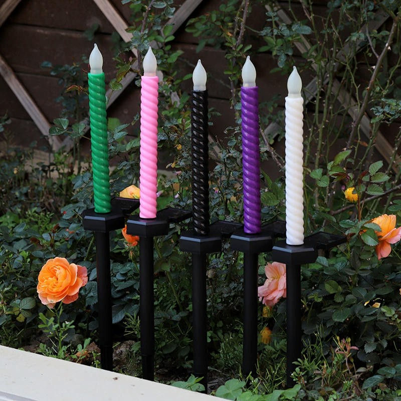 Садово-газонная лампа с имитацией резьбы, длинная свеча, водонепроницаемая, для улицы, двора, солнечная, с креплением в землю