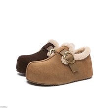 2025秋冬季新款包头厚底半包棉鞋女百搭博肯鞋一体毛保暖明星同款