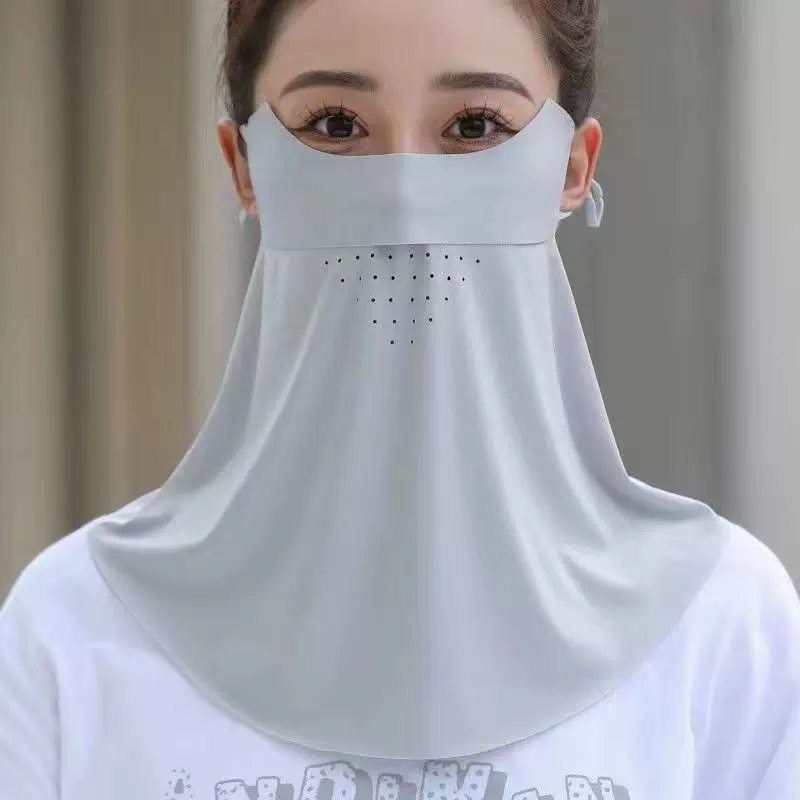 夏季防晒面罩全脸护颈女长款冰丝脸基尼防紫外线面纱遮阳骑行口罩