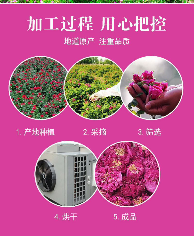 Pingyin Rose Bud Tea (Rosa rugosa) — Dried Double-Petal Rose Crown, Loose Herbal Tea preparation