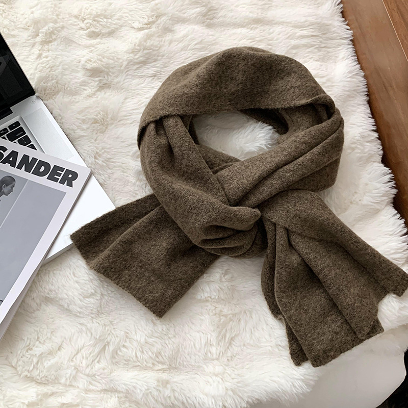 Nuevo otoño y invierno bufandas de punto de color sólido para mujeres coreanas simple versátil grueso caliente estudiantes parejas de cuello buñuelo