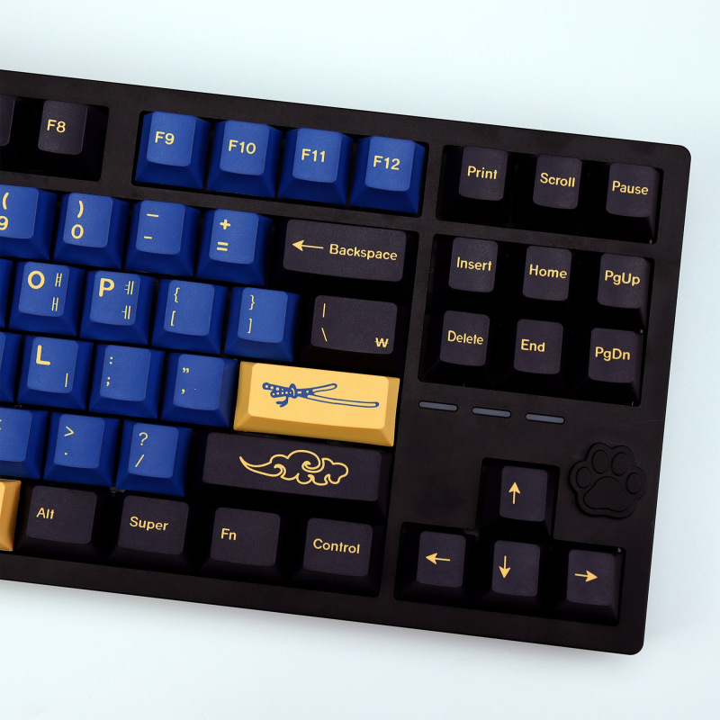 Blue Samurai Pbt Keycaps, Dye-Sublimation, Korean Layout, 143 Keys, Original Height, Compatible with Mx Switches, Gmk Mechanical Keyboard Customization Blue Samurai Pbt Keycaps, Dye-Sublimation, Korean Layout, 143 Keys, Original Height, Compatible with Mx Switches, Gmk Mechanical Keyboard Customization
