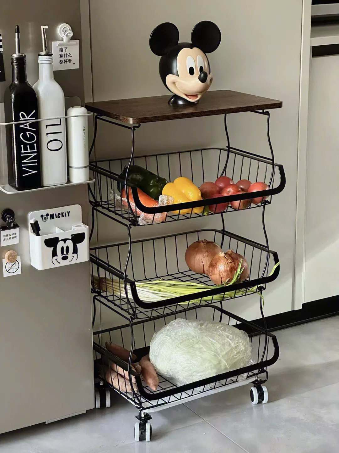 落地多层家用小推车厨房置物架可移动放蔬菜篮子菜筐玩具收纳批发