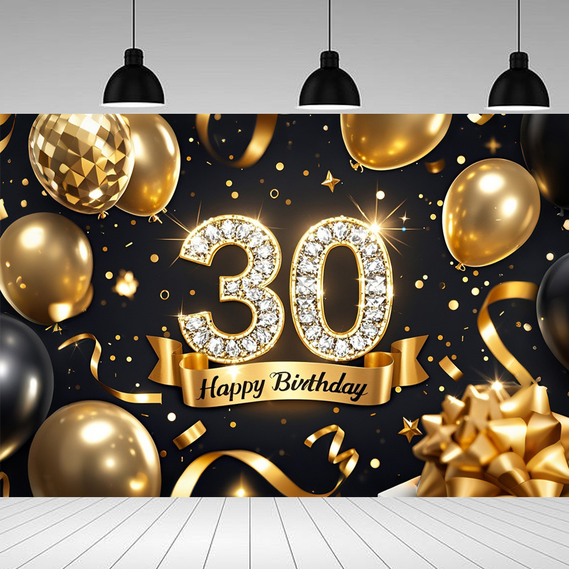 Nueva tela de fondo de feliz cumpleaños transfronteriza, carnaval de fiesta, serie principal de decoración de escenas, banner de cumpleaños