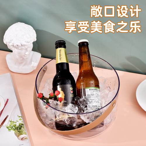 Plastic ice bucket with high appearance, constant temperature beer bucket, champagne ice bucket, household portable transparent basket, fruit storage basket