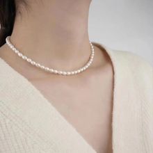 天然淡水珍珠4-5mm米形项链高级锁骨链小众简约气质轻奢