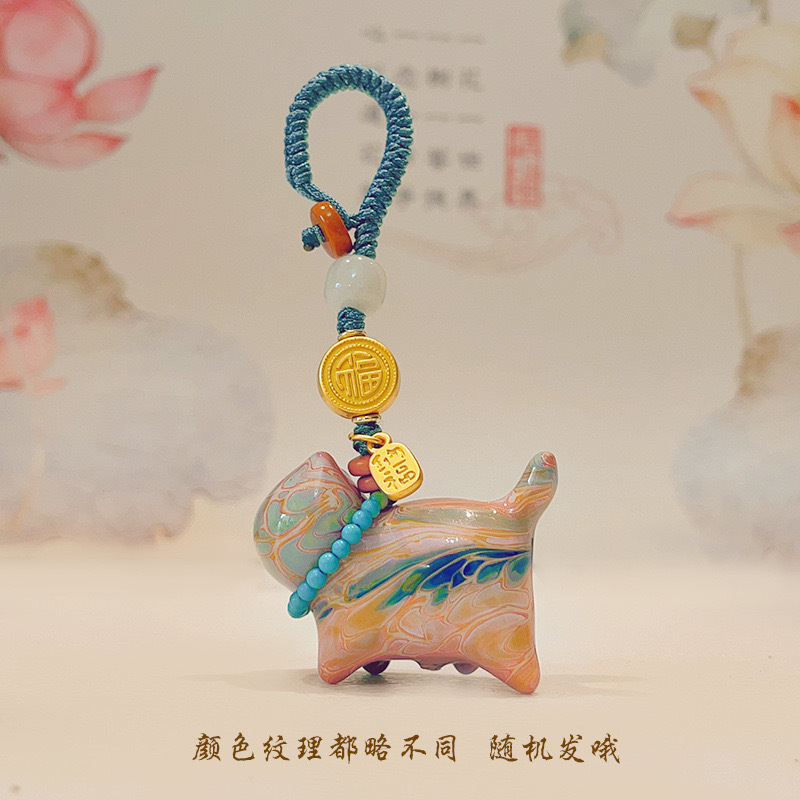 컬러풀 페인팅 고양이 펜던트 [3.9*2.8cm] [색상 랜덤 발송]