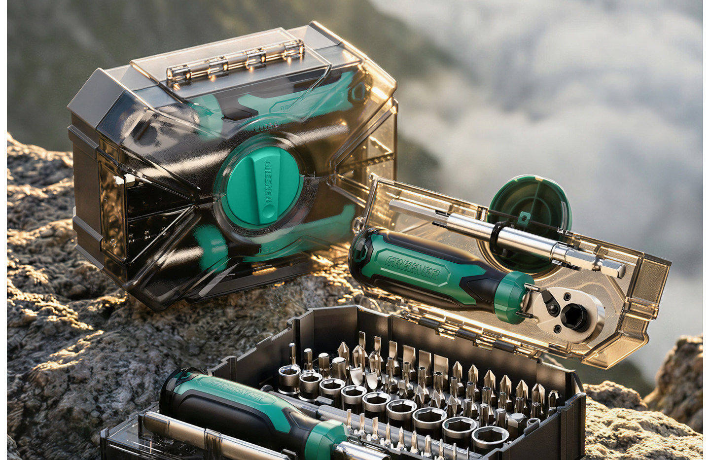 Green Forest [Moonlight Treasure Box] Ratchet Wrench Quick Dual-Use Mini Hex Key Three-In-One Socket Set