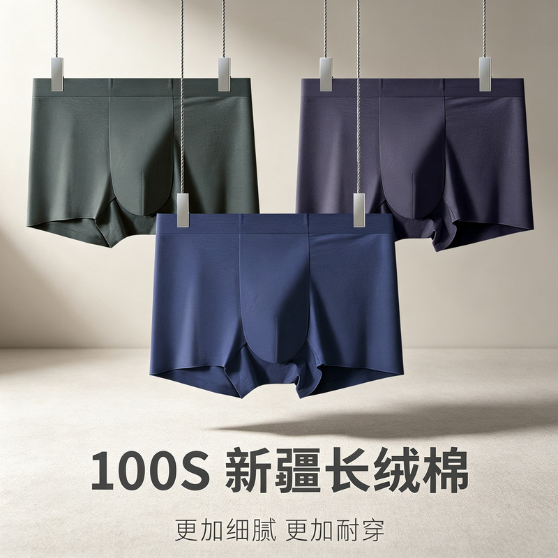 100 pieces of Xinjiang long-staple cotton seamless men's underwear, breathable 10A mulberry silk antibacterial boxer briefs wholesale 100 pieces of Xinjiang long-staple cotton seamless men's underwear, breathable 10A mulberry silk antibacterial boxer briefs wholesale