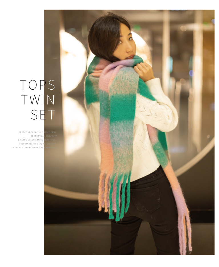 Women's Fashion Lattice Polyester Tassel Polyester Scarves display picture 1