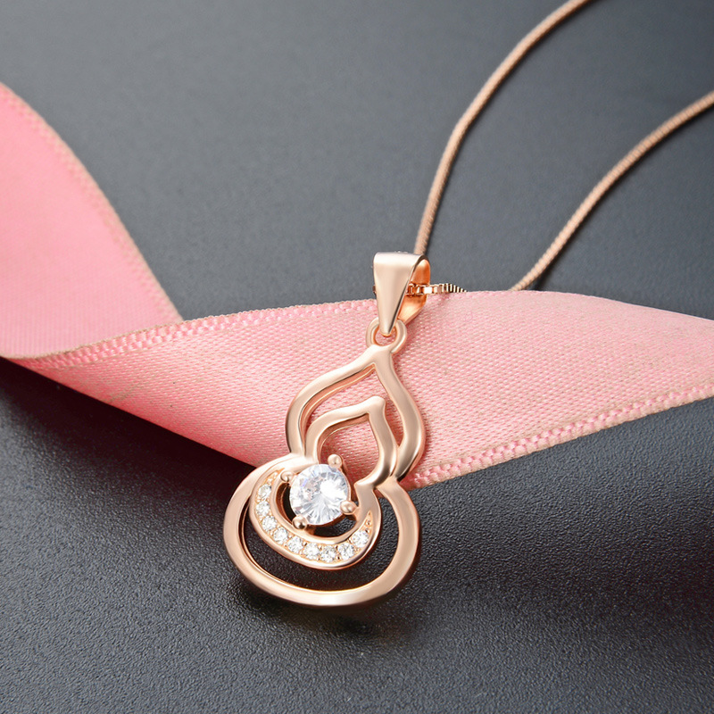 Estilo coreano simple clavícula CADENA DE Calabaza collar s925 plata esterlina simple diseño Fu Lu diamante-incrustado suéter cadena colgante para mujeres