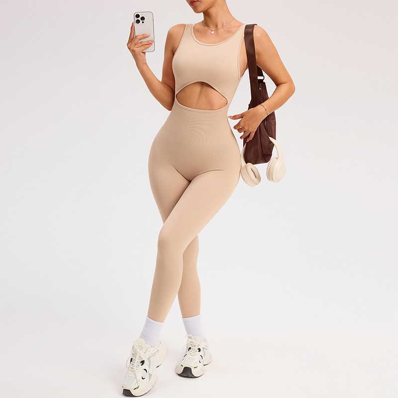 シームレスなディープ V バックレスヨガジャンプスーツ女性のためのアウトドアランニングフィットネスハイウエストヒップリフティングジャンプスーツ中空ジャンプスーツ|undefined