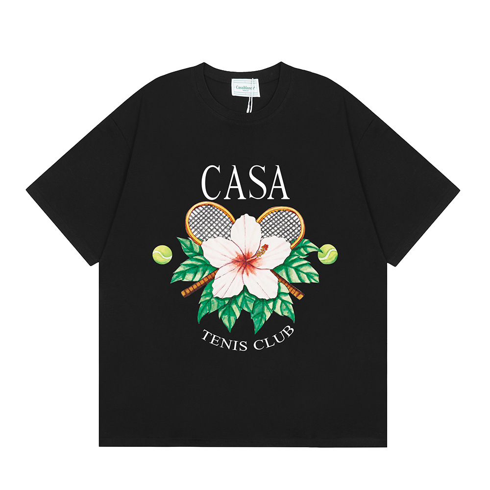 Casa Casablanca manga corta versión correcta ins camiseta de algodón casual de la marca de moda de nicho europea y americana de algodón de la calle