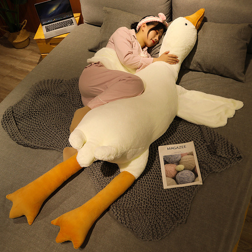 Simulated big white goose doll plush animal long pillow for children to comfort big goose pillow duck doll to accompany sleeping