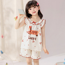 睡衣女童云朵棉短袖2025年款夏季薄款甜美可外穿家居服套装学生