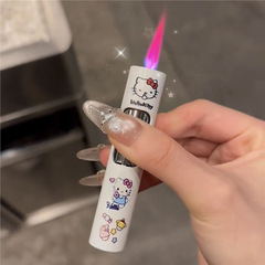 【代理】kitty猫ライターins女の子円筒形防風インフレータブルピンク炎のアイデア