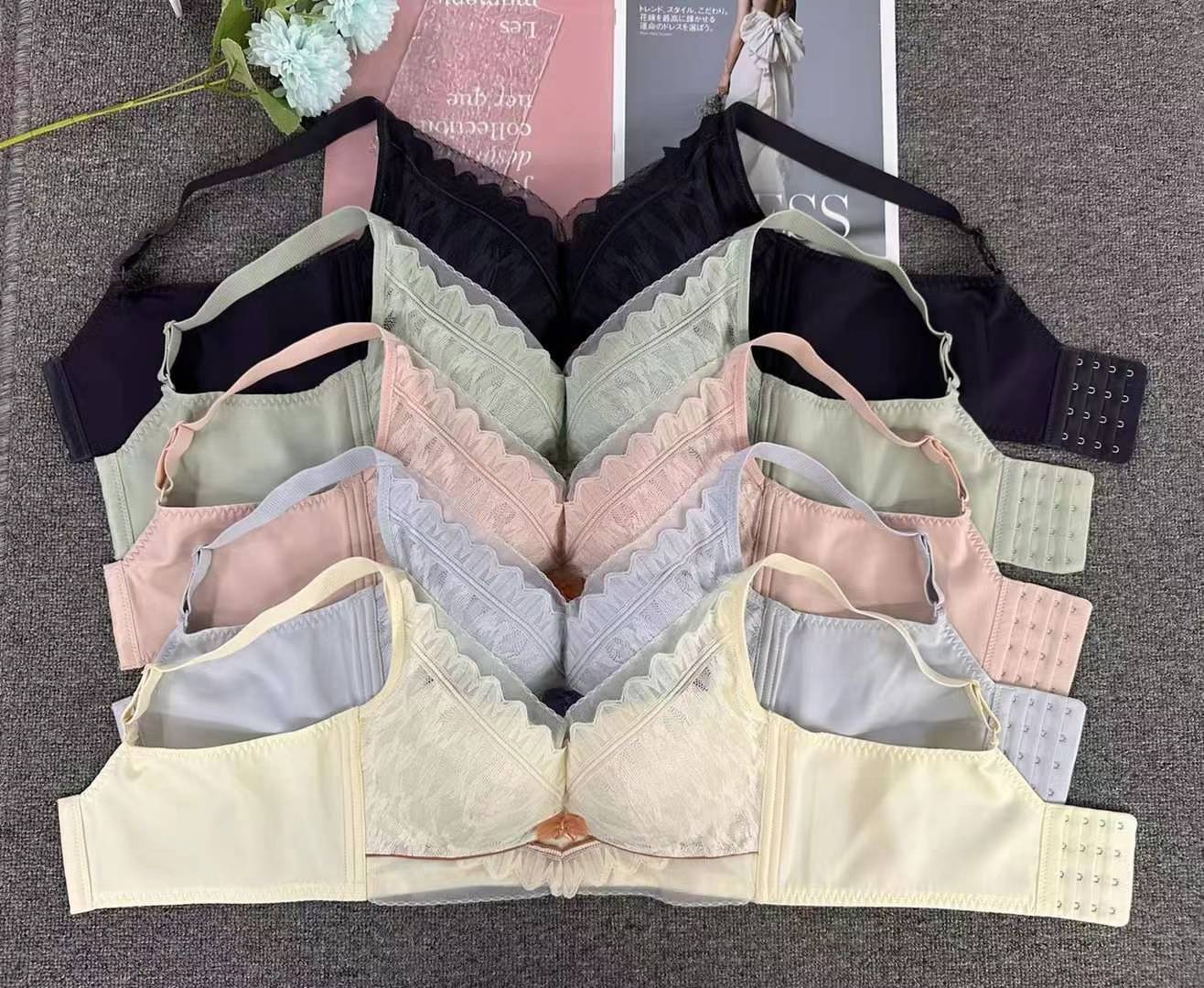 Nuevo sujetador de alta calidad de moda de encaje jacquard transpirable ajustable confortable cuatro botones tipo ropa interior de mujer