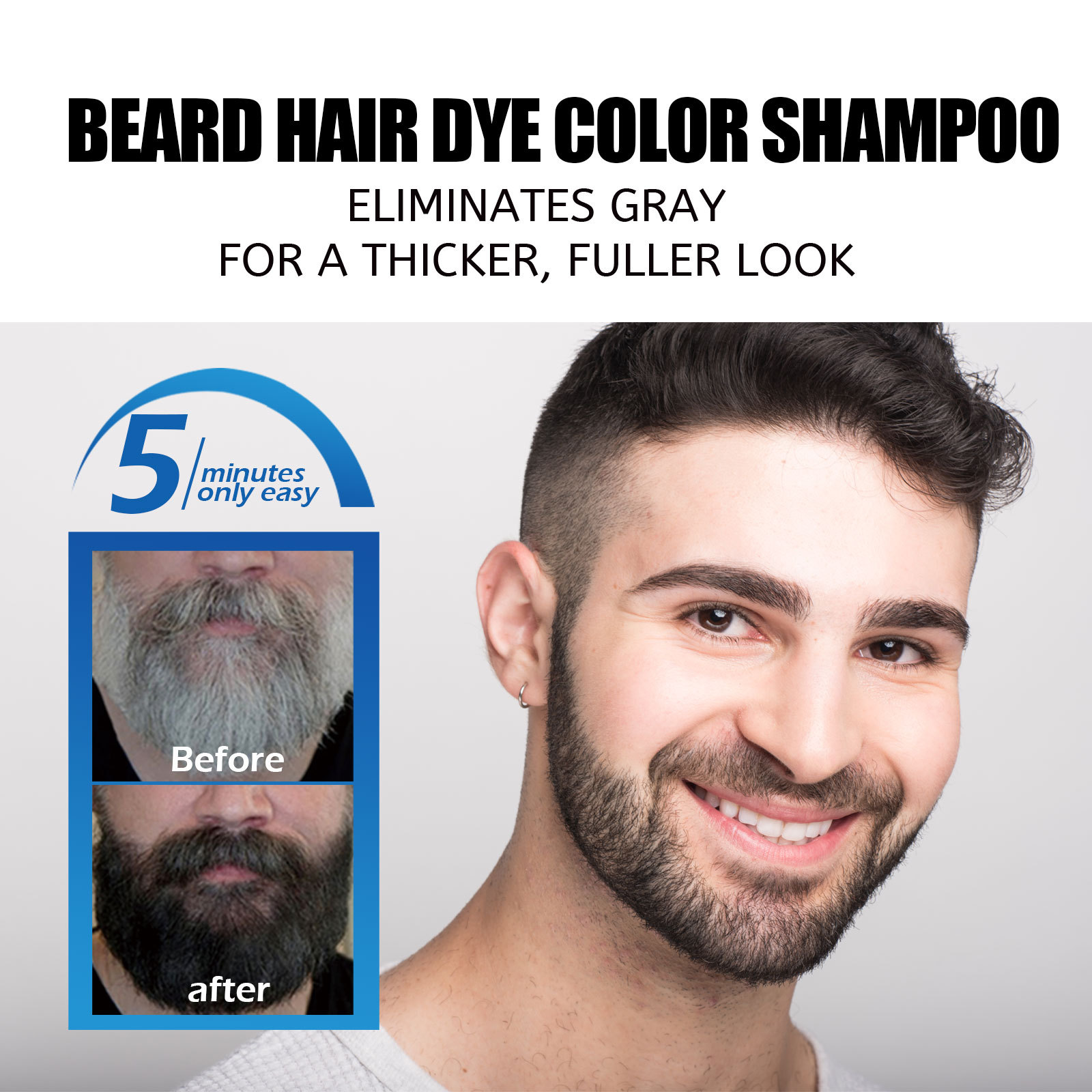 East Moon Beard Care Agent Rapid Color Men's Hair and Beard Split End Dry Care Black Ink