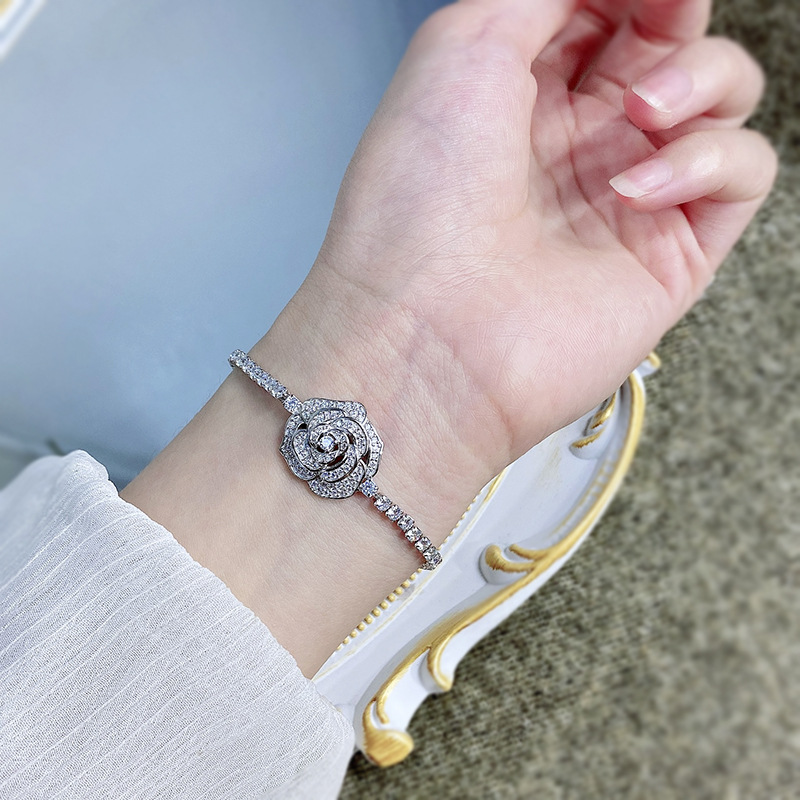 Flower Pattern Women'S Gender 925 Sterling Silver Bracelets Elegant