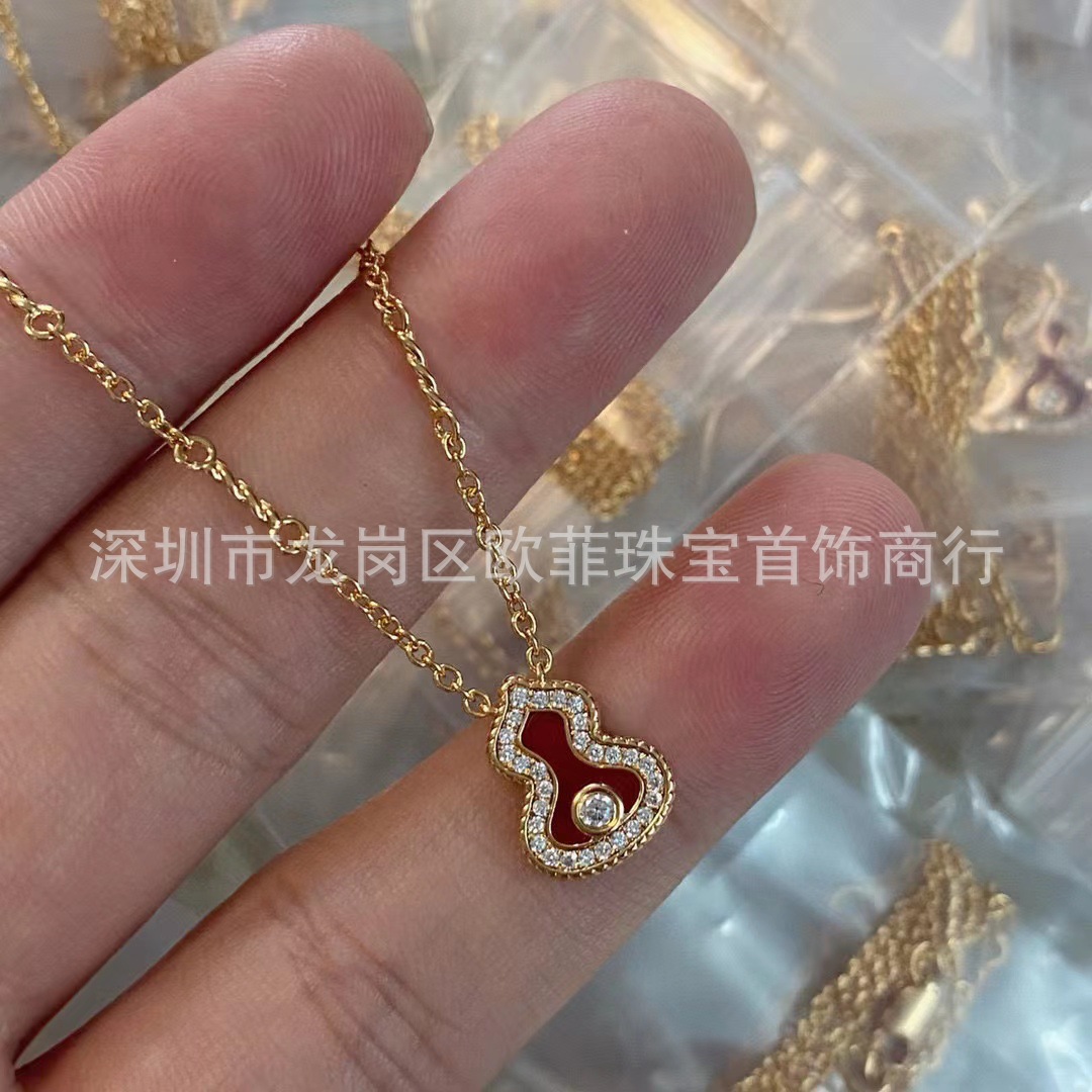 新款V金迷你红葫芦项链一点钻CNC精工真金质感高颜值 工厂直销