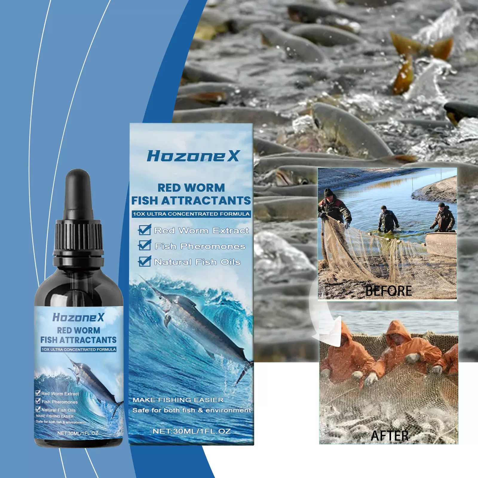 HOZONEX 红虫鱼饵诱剂  红虫配方鱼饵诱食添加剂野钓引鱼剂诱鱼剂