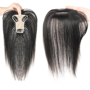3D French Air Bangs Wig for Women with Seamless Hair on the Top of the Head, Replacement Hair Block to Cover White Hair, Forehead Wig