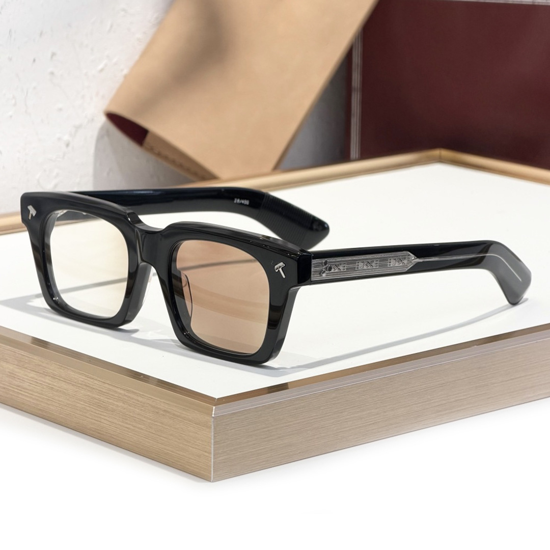 Jacques Marie Mage Quentin Square-Frame Acetate Sunglasses Black Light Brown (JMMQU)