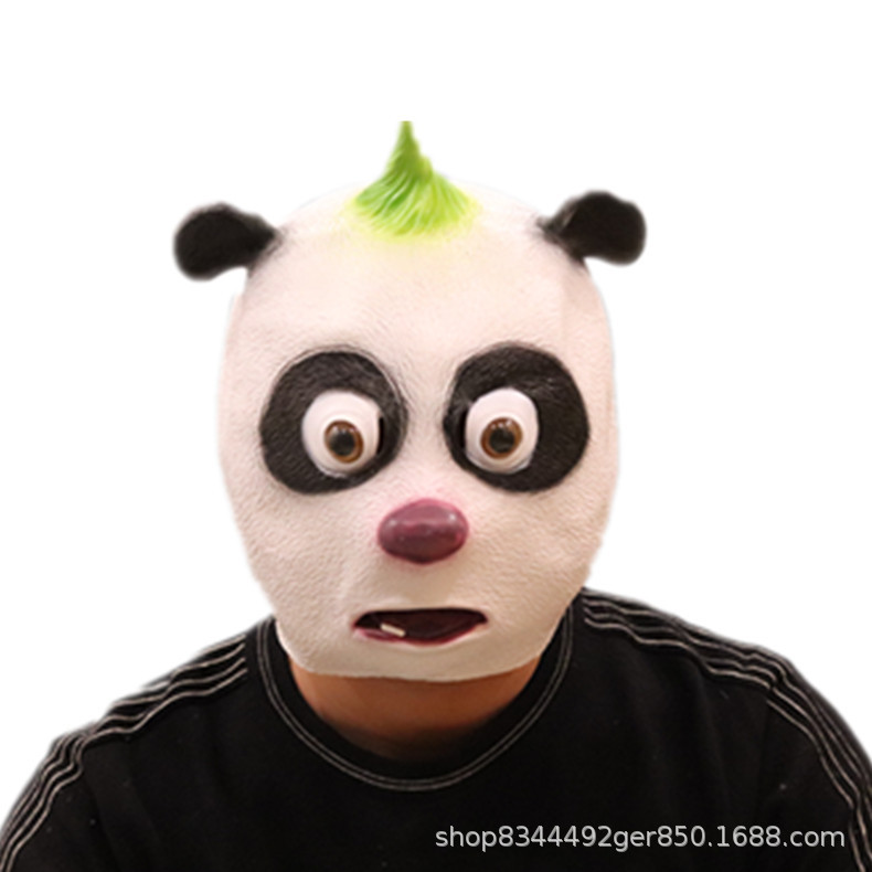 Panda máscara nuevo cuerno verde hehe cabeza cubierta de Halloween lindo animal accesorios del funcionamiento
