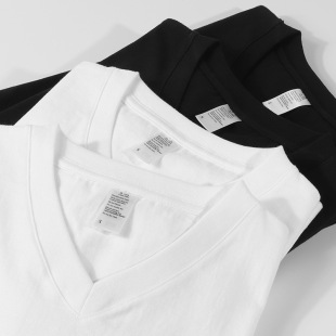 250g Japanese Heavy White Impermeable Cotton Simple V-Neck Short Sleeve Men's and Women's Couple T-Shirt Xinjiang Cotton Korean Summer
